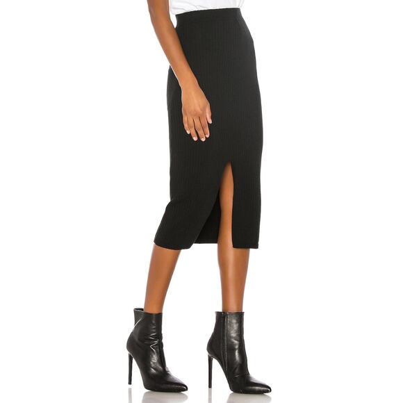 Free People Skyline Ribbed Knit Midi Skirt Black Small Bodycon 90s Minimalist - Picture 9 of 11